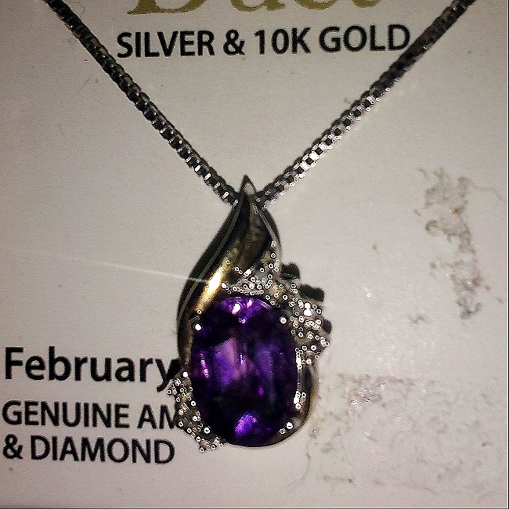 Silver & 10K Gold Purple Amethyst Necklace